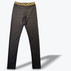 LF The Brand Leggings Athletic Logo Waistband Workout Yoga Pant Black Gold Small